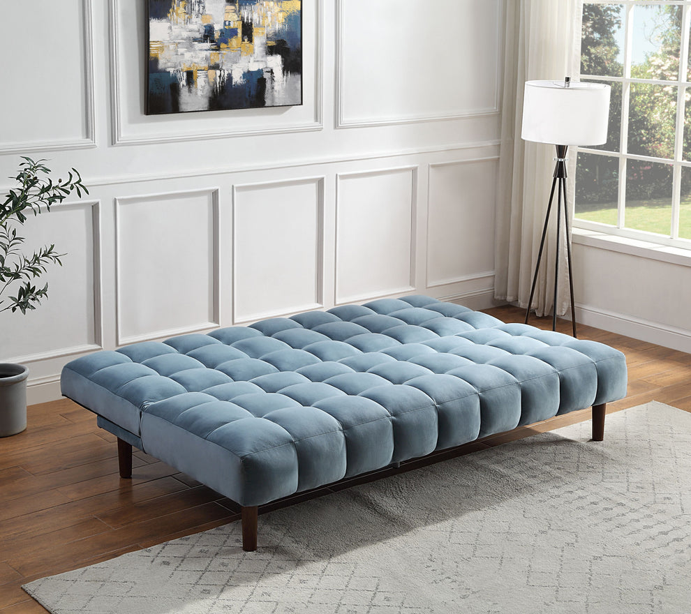 76" Teal Velvet And Wood Brown Sleeper Sofa By Homeroots | Sofas | Modishstore - 8