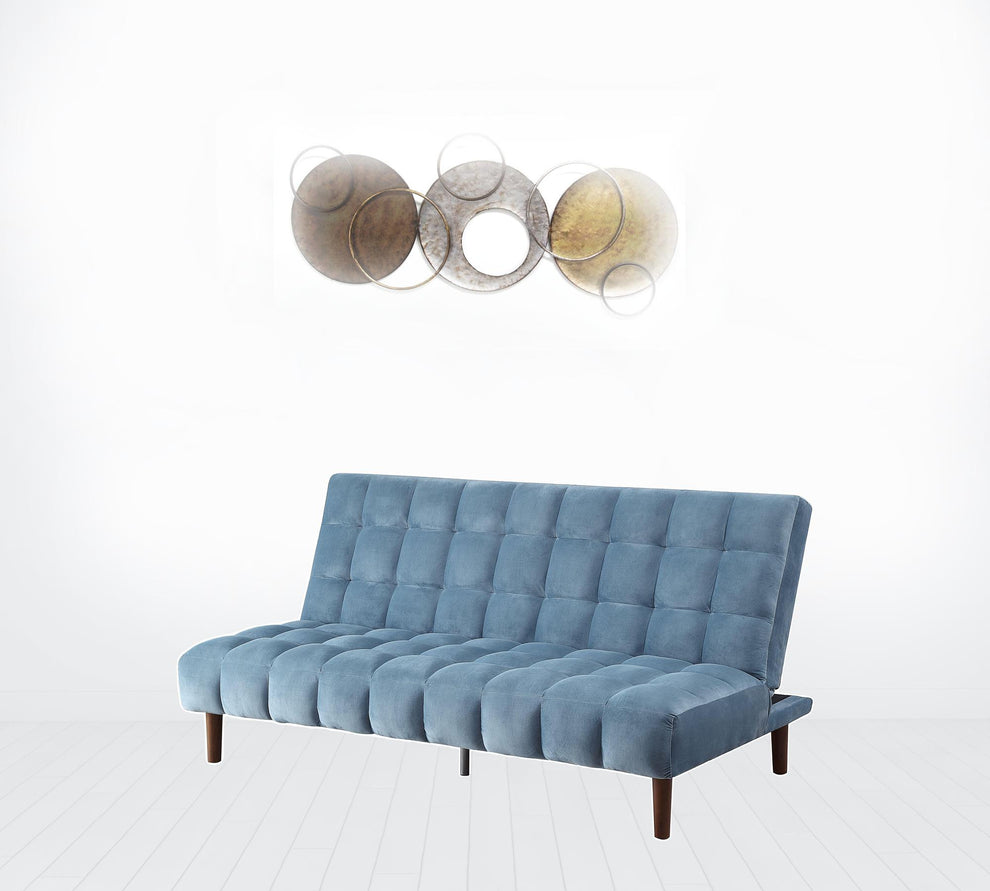 76" Teal Velvet And Wood Brown Sleeper Sofa By Homeroots | Sofas | Modishstore - 6