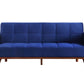 76" Blue Velvet And NAtural Sleeper Sofa By Homeroots