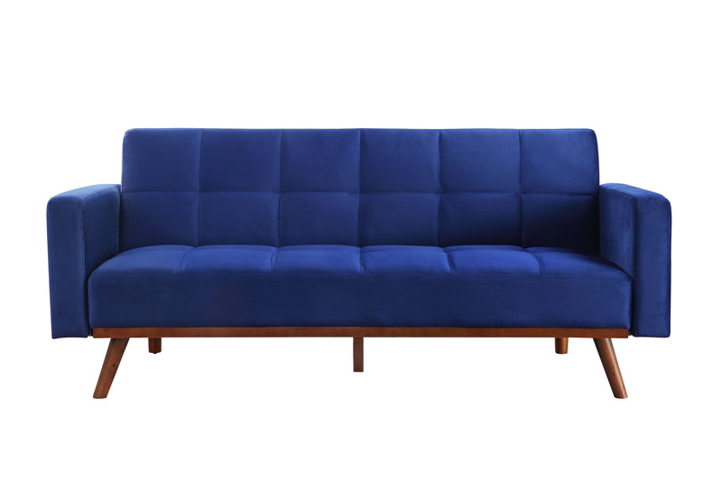 76" Blue Velvet And NAtural Sleeper Sofa By Homeroots | Sofas | Modishstore