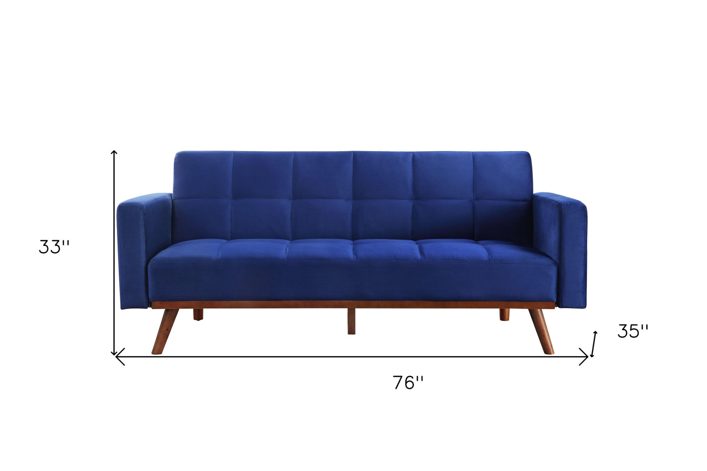 76" Blue Velvet And NAtural Sleeper Sofa By Homeroots