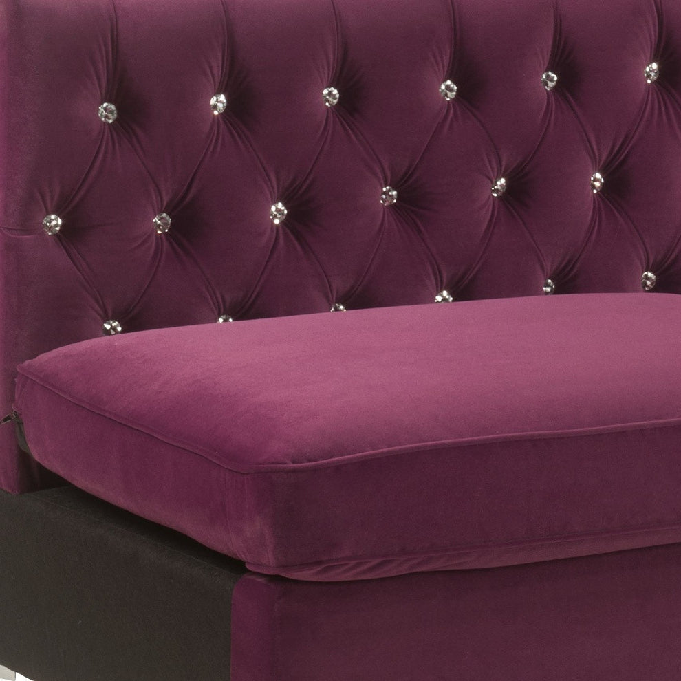 69" Burgundy Velvet And Silver Sofa With Two Toss Pillows By Homeroots | Sofas | Modishstore - 5