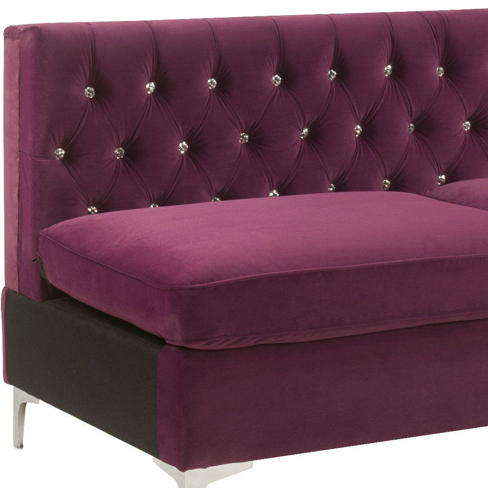69" Burgundy Velvet And Silver Sofa With Two Toss Pillows By Homeroots