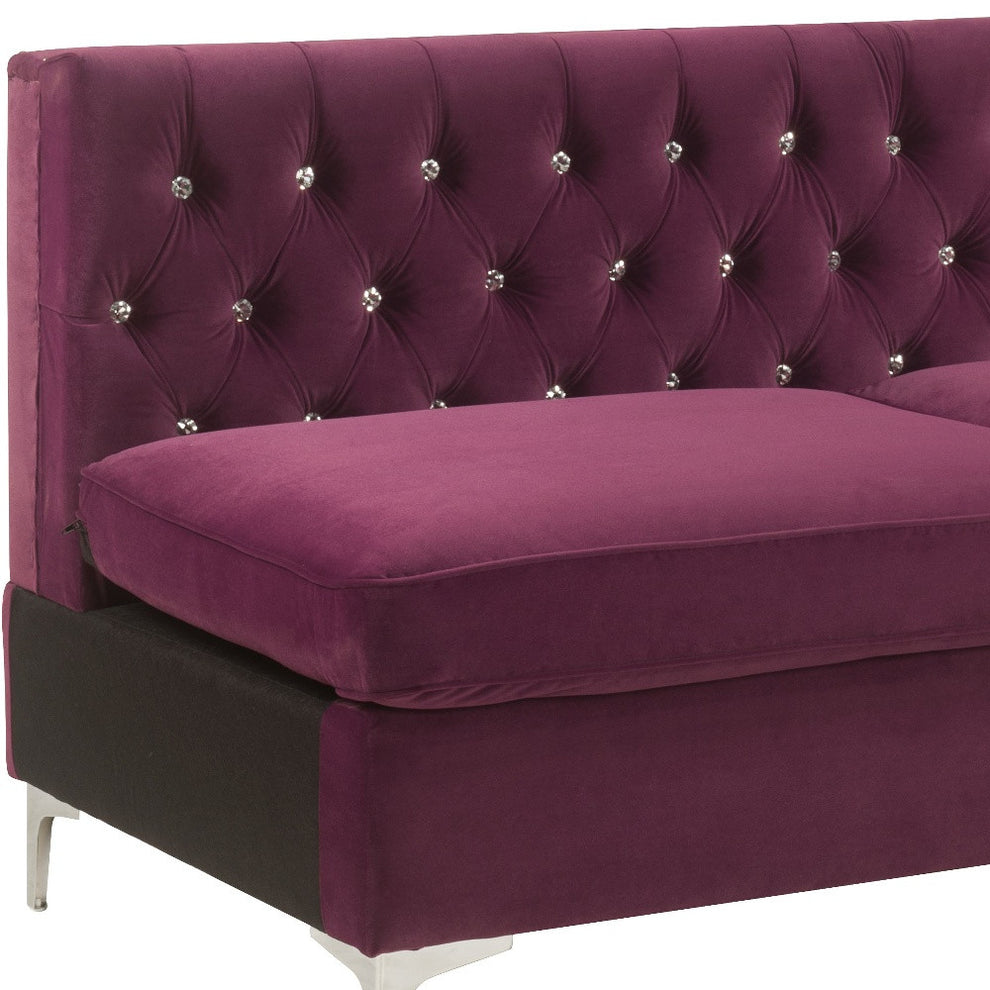 69" Burgundy Velvet And Silver Sofa With Two Toss Pillows By Homeroots | Sofas | Modishstore - 4