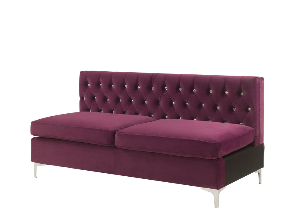 69" Burgundy Velvet And Silver Sofa With Two Toss Pillows By Homeroots | Sofas | Modishstore - 2