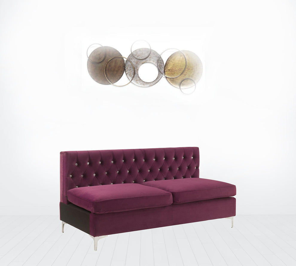 69" Burgundy Velvet And Silver Sofa With Two Toss Pillows By Homeroots | Sofas | Modishstore - 3