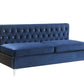 69" Blue Velvet And Silver Sofa With Two Toss Pillows By Homeroots
