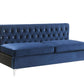 69" Blue Velvet And Silver Sofa With Two Toss Pillows By Homeroots | Sofas | Modishstore