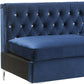 69" Blue Velvet And Silver Sofa With Two Toss Pillows By Homeroots | Sofas | Modishstore - 4