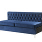 69" Blue Velvet And Silver Sofa With Two Toss Pillows By Homeroots | Sofas | Modishstore - 2