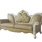 93" Butterscotch Faux Leather And Pearl Sofa With Five Toss Pillows By Homeroots
