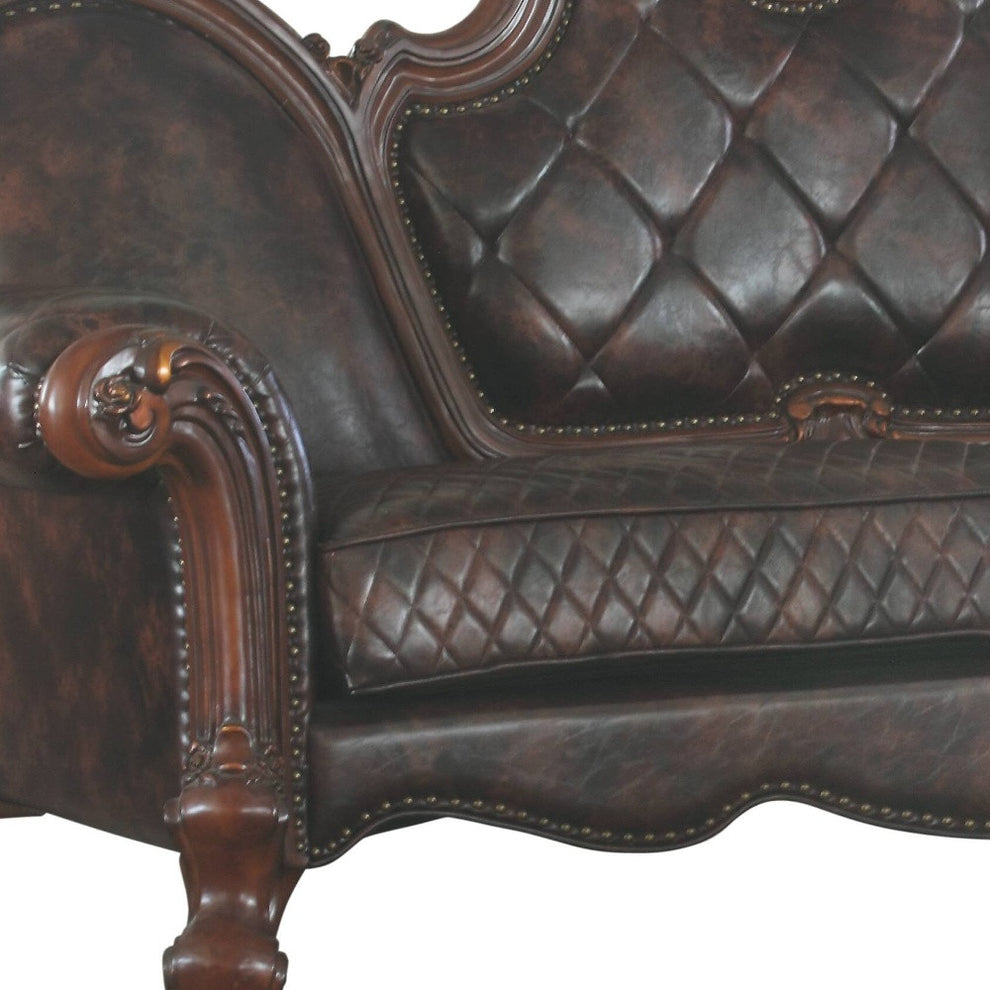 93" Dark Brown Faux Leather Sofa With Three Toss Pillows By Homeroots | Sofas | Modishstore - 3