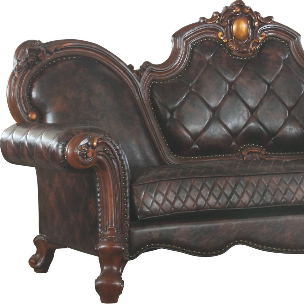 93" Dark Brown Faux Leather Sofa With Three Toss Pillows By Homeroots | Sofas | Modishstore - 4