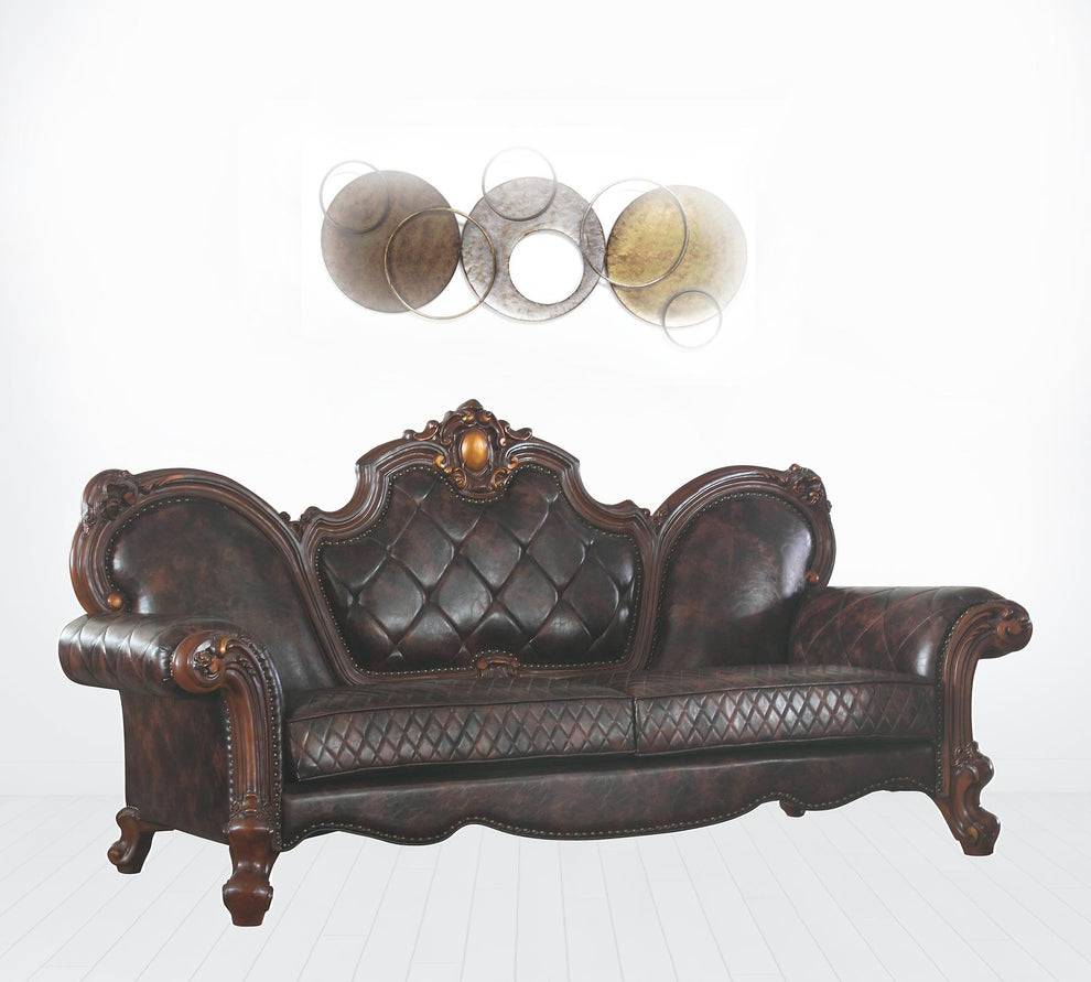 93" Dark Brown Faux Leather Sofa With Three Toss Pillows By Homeroots | Sofas | Modishstore - 2