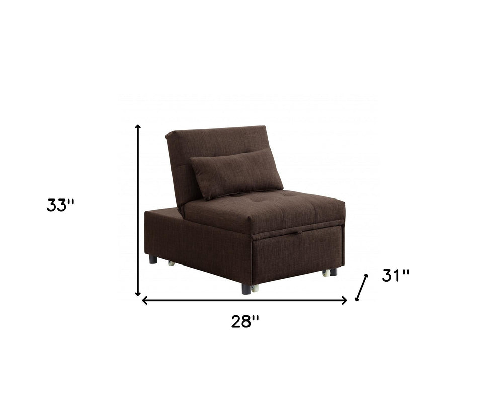 28" Brown Linen And Black Sleeper Sofa By Homeroots | Sofas | Modishstore - 5