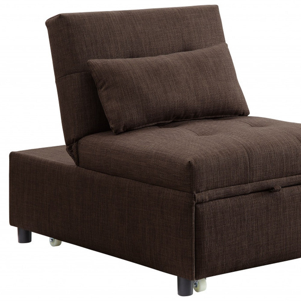 28" Brown Linen And Black Sleeper Sofa By Homeroots | Sofas | Modishstore - 4