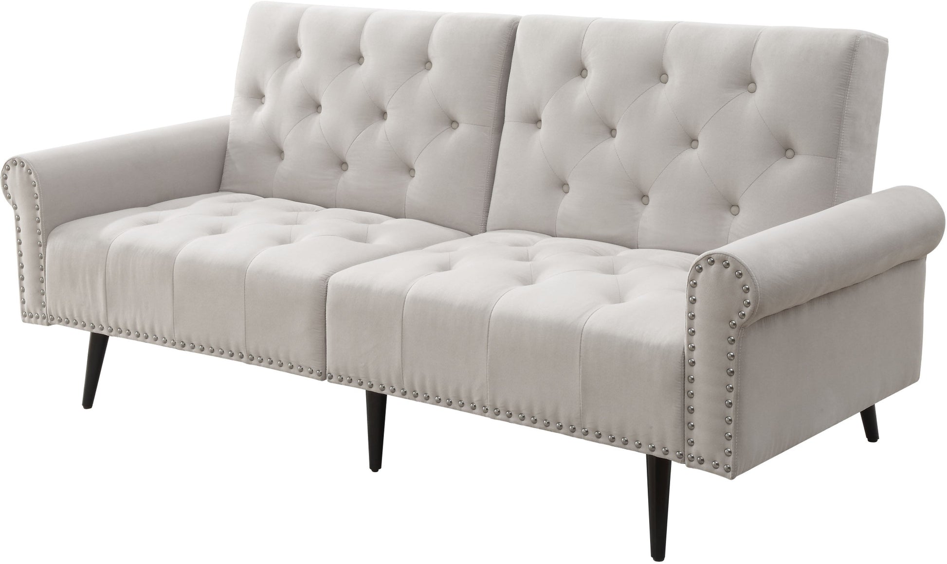 82" Beige Velvet And Black Sofa By Homeroots | Sofas | Modishstore