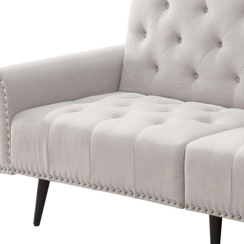 82" Beige Velvet And Black Sofa By Homeroots | Sofas | Modishstore - 4