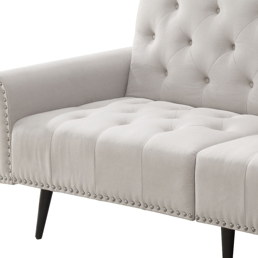 82" Beige Velvet And Black Sofa By Homeroots | Sofas | Modishstore - 4