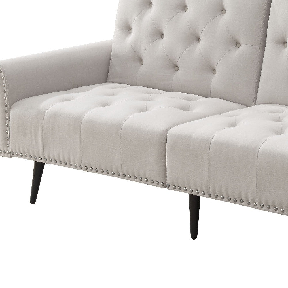 82" Beige Velvet And Black Sofa By Homeroots | Sofas | Modishstore - 5