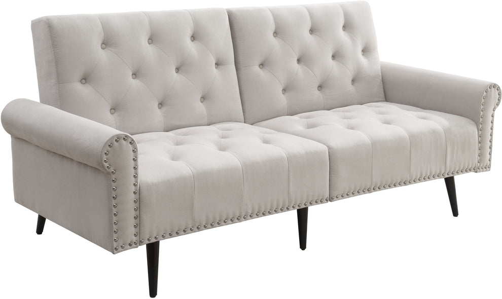 82" Beige Velvet And Black Sofa By Homeroots | Sofas | Modishstore - 2
