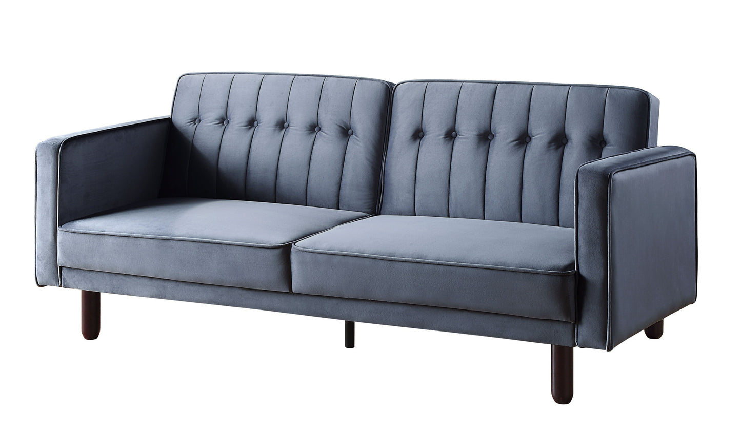 79" Dark Gray Velvet And Black Sleeper Sofa By Homeroots | Sofas | Modishstore