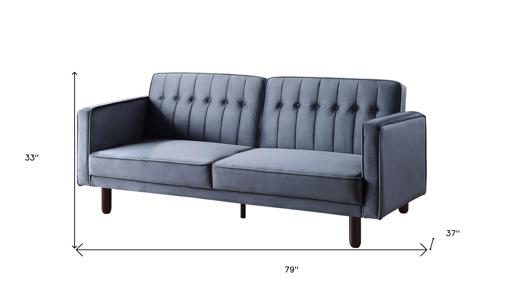 79" Dark Gray Velvet And Black Sleeper Sofa By Homeroots | Sofas | Modishstore - 9