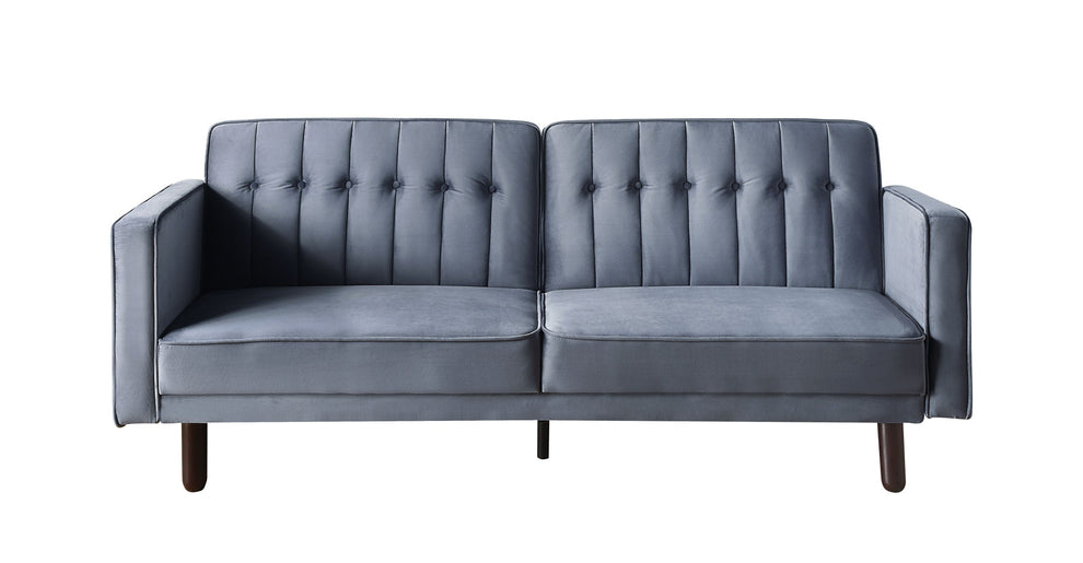 79" Dark Gray Velvet And Black Sleeper Sofa By Homeroots | Sofas | Modishstore - 2