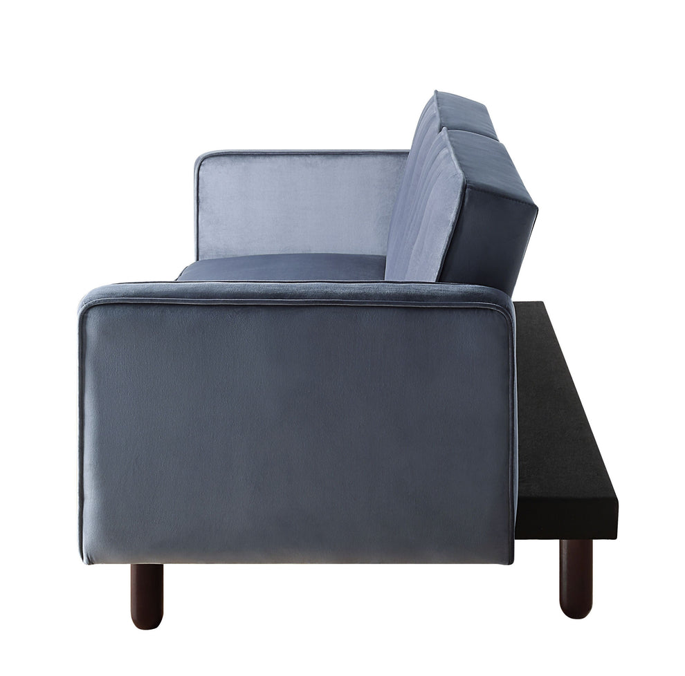 79" Dark Gray Velvet And Black Sleeper Sofa By Homeroots | Sofas | Modishstore - 3