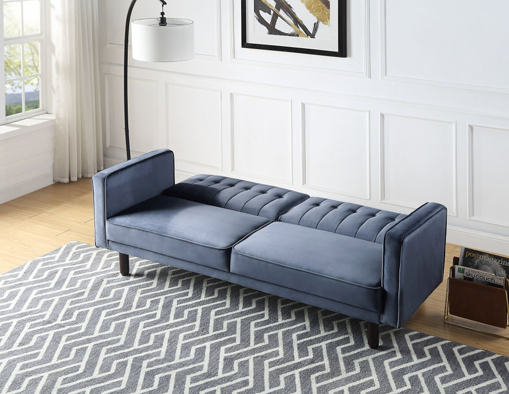 79" Dark Gray Velvet And Black Sleeper Sofa By Homeroots | Sofas | Modishstore - 8