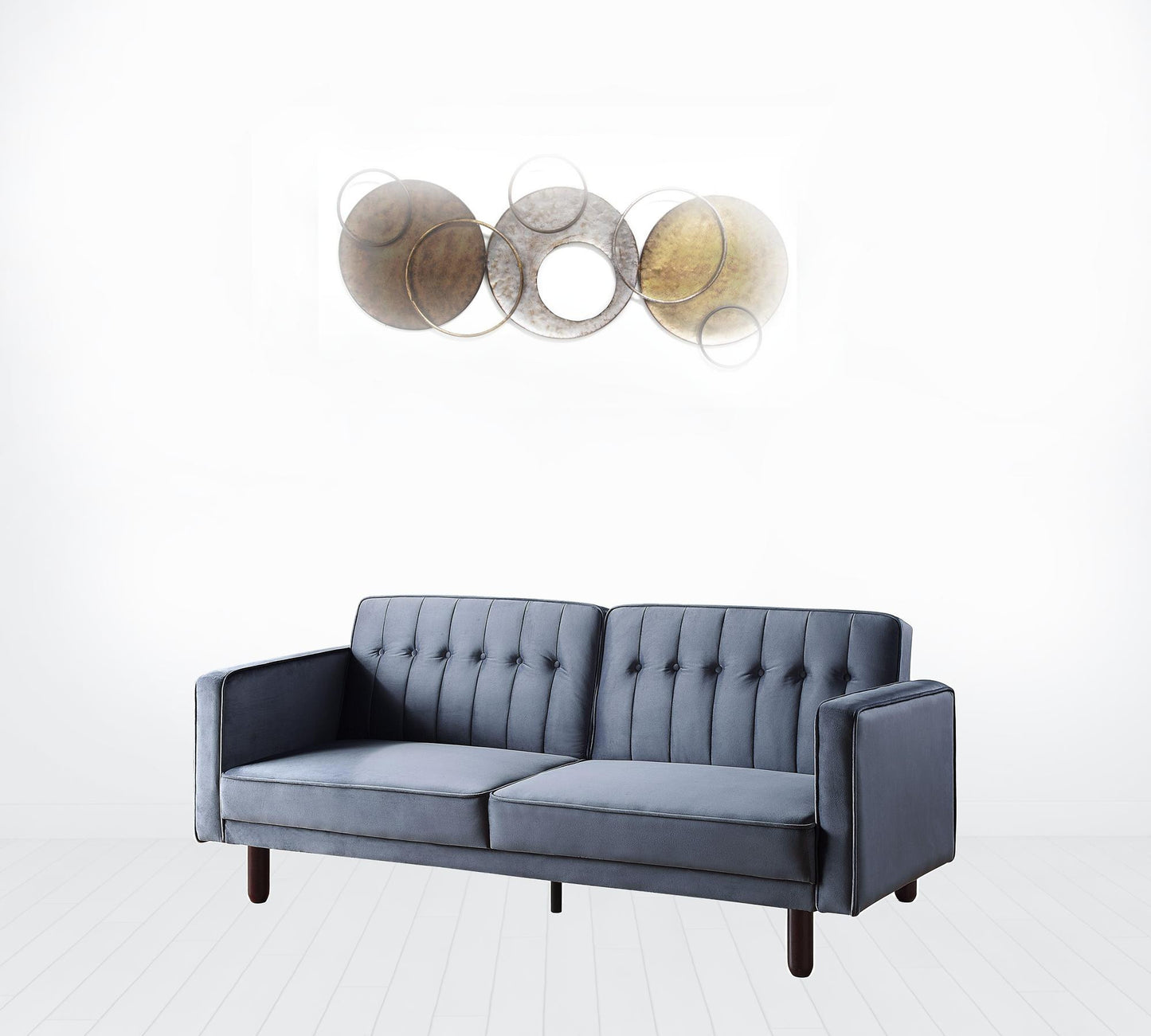 79" Dark Gray Velvet And Black Sleeper Sofa By Homeroots | Sofas | Modishstore - 6