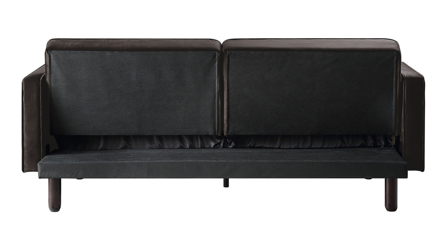 79" Brown Velvet And Black Sleeper Sofa By Homeroots | Sofas | Modishstore - 4