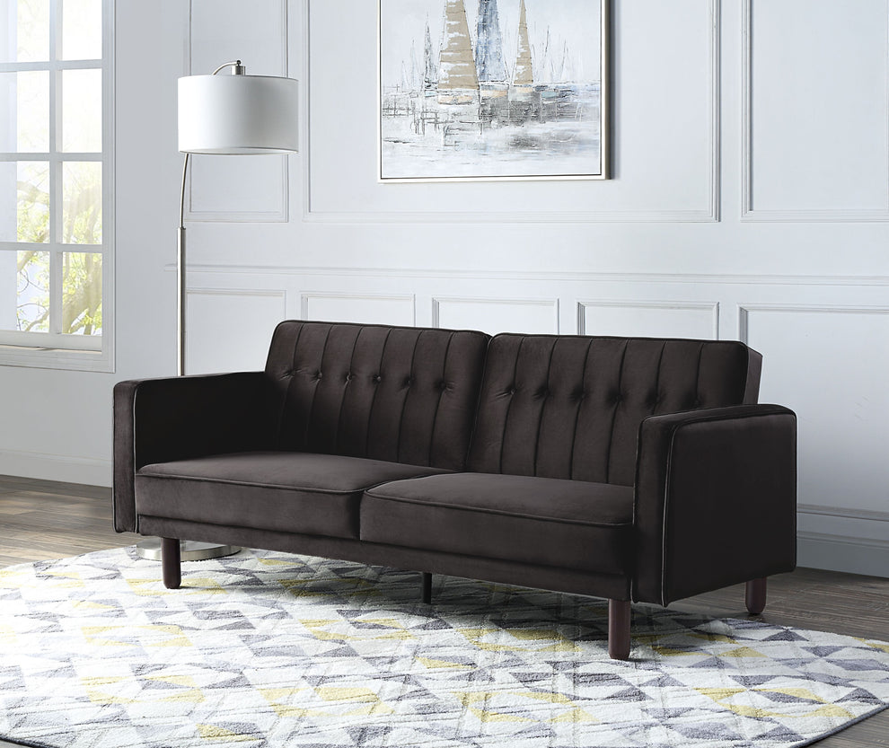 79" Brown Velvet And Black Sleeper Sofa By Homeroots | Sofas | Modishstore - 8