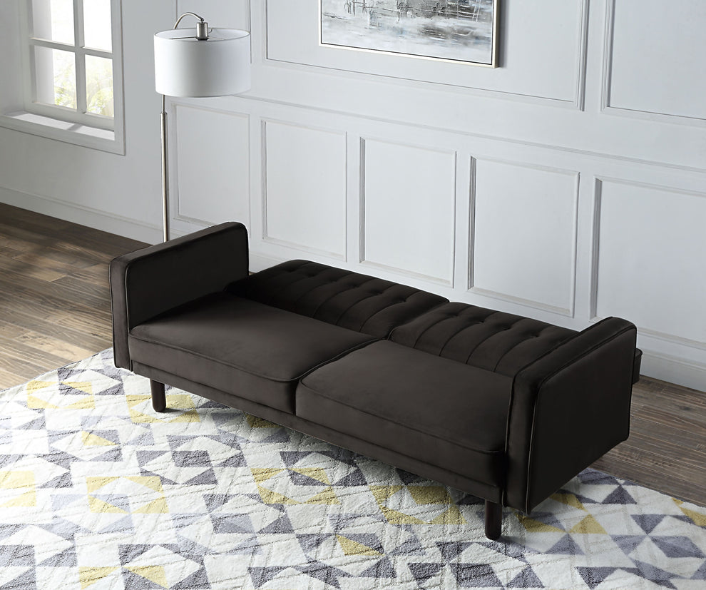 79" Brown Velvet And Black Sleeper Sofa By Homeroots | Sofas | Modishstore - 7