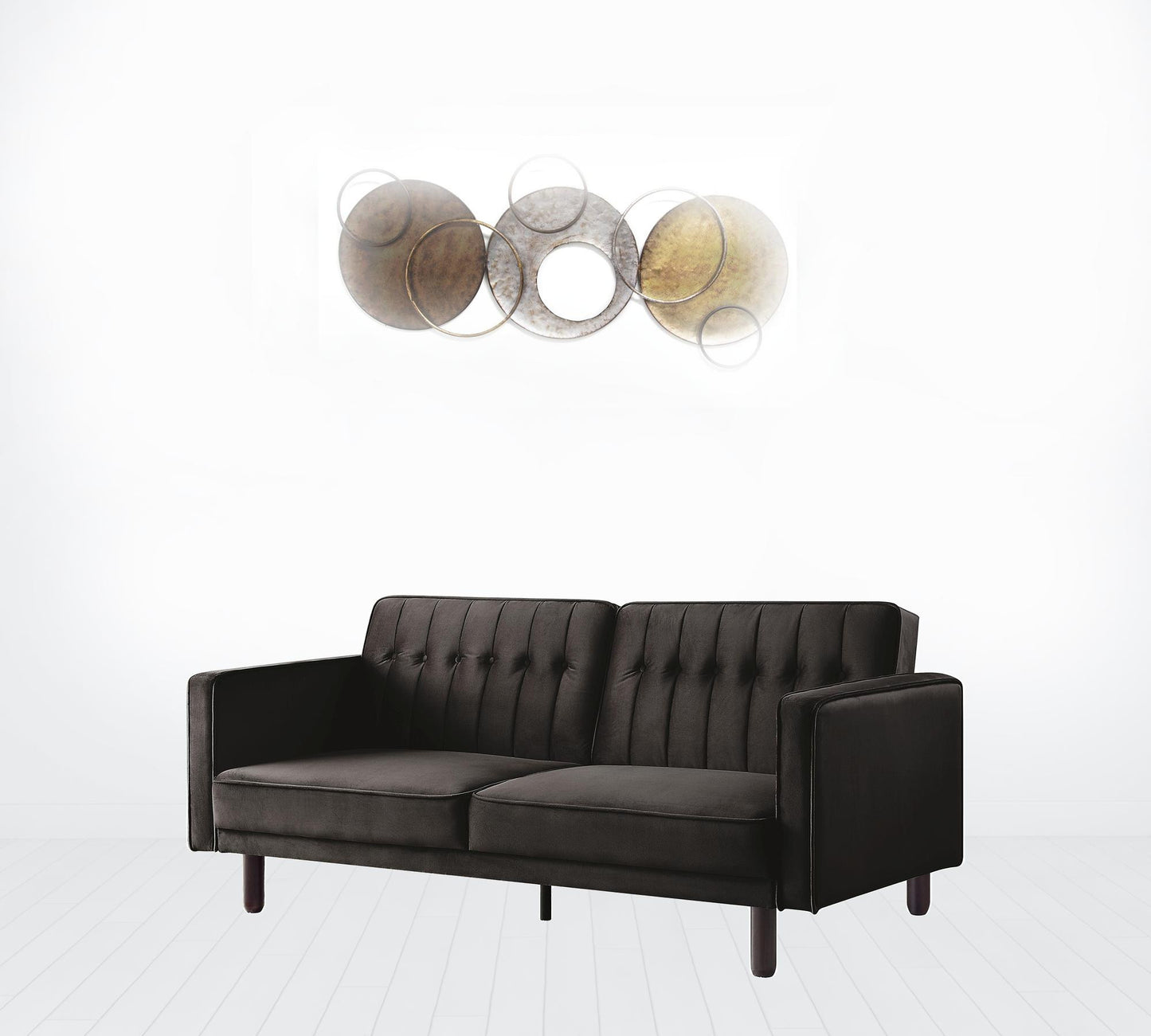 79" Brown Velvet And Black Sleeper Sofa By Homeroots | Sofas | Modishstore - 6