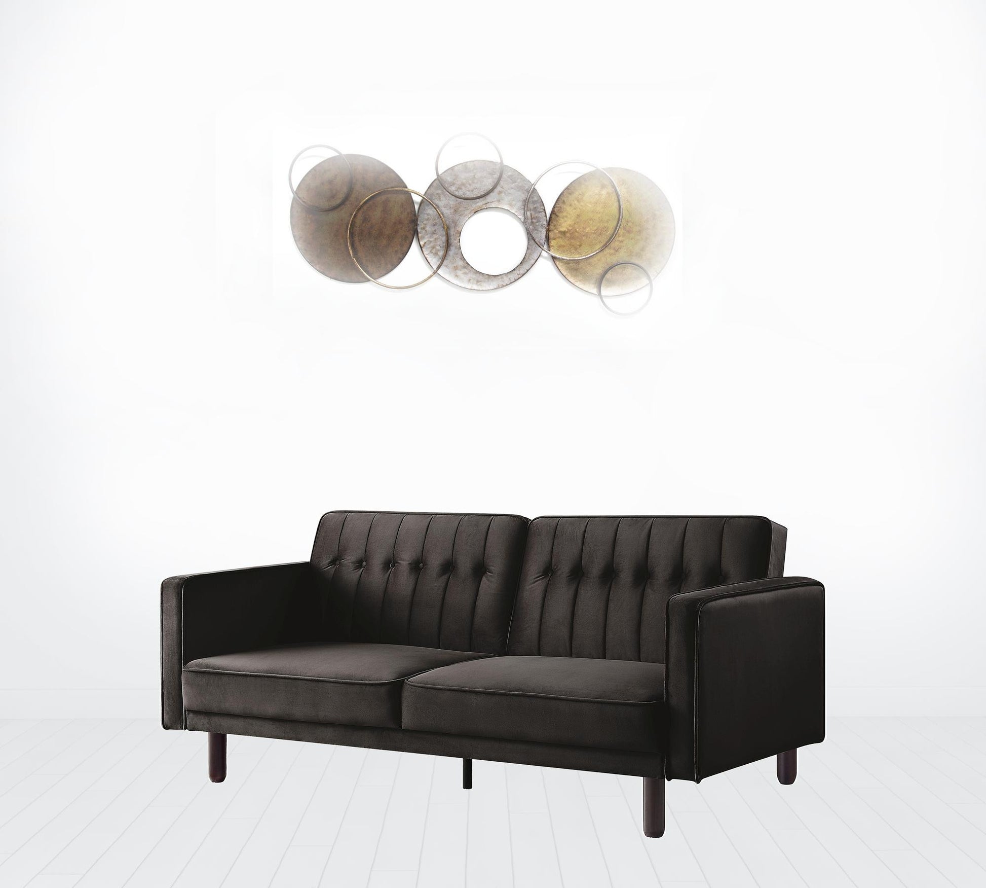 79" Brown Velvet And Black Sleeper Sofa By Homeroots | Sofas | Modishstore - 6