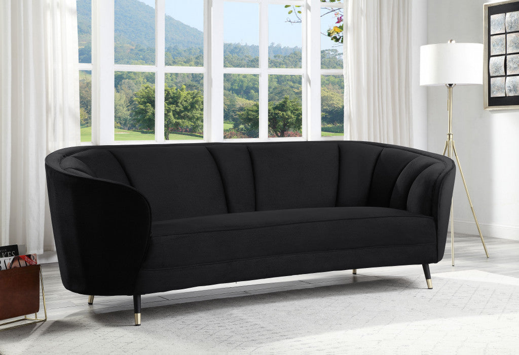 92" Black Velvet Sofa By Homeroots | Sofas | Modishstore - 6