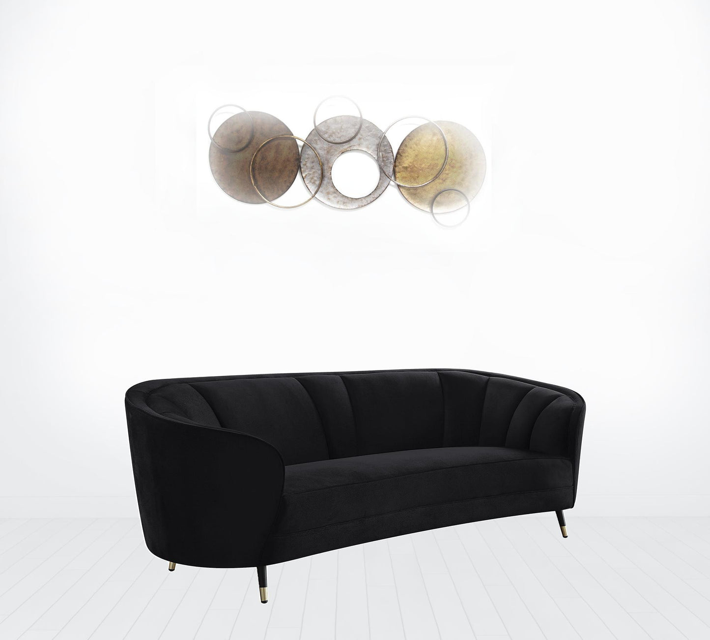 92" Black Velvet Sofa By Homeroots | Sofas | Modishstore - 5