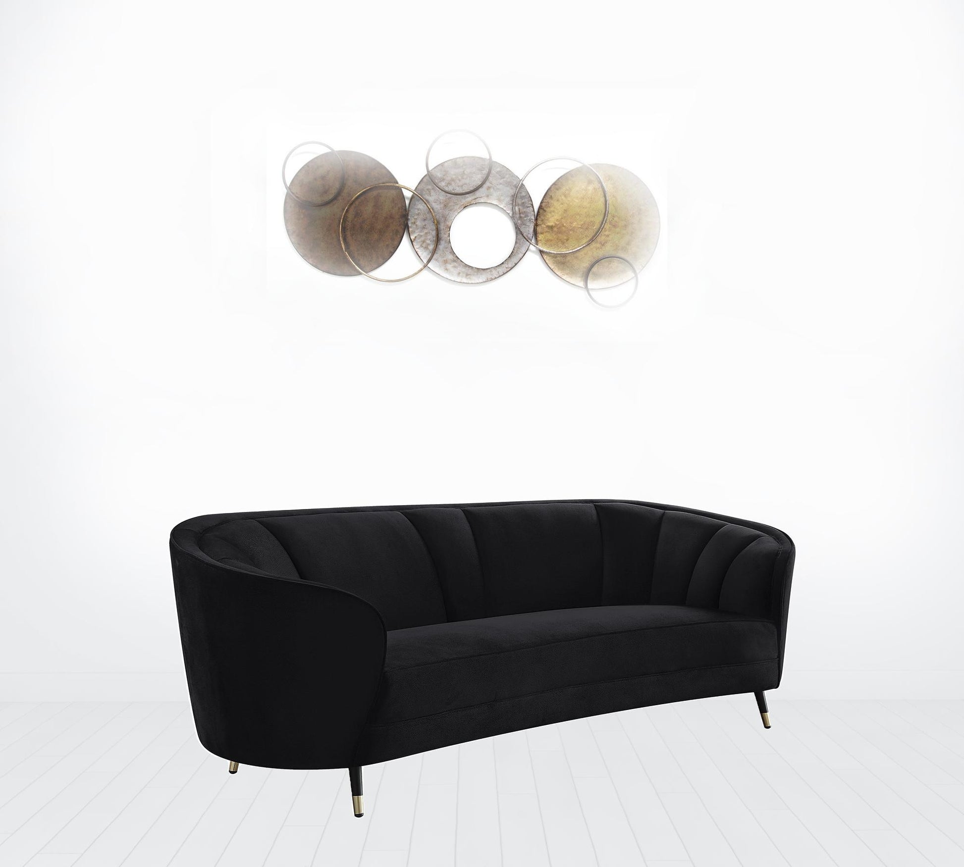 92" Black Velvet Sofa By Homeroots | Sofas | Modishstore - 5