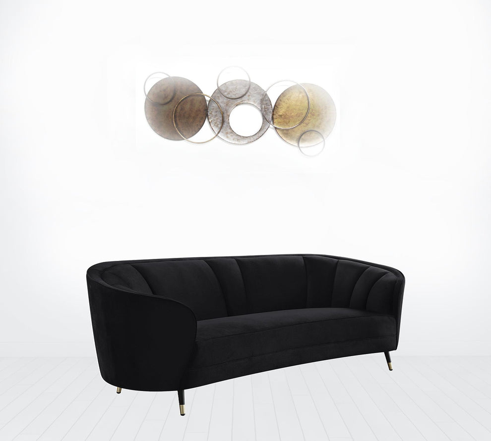 92" Black Velvet Sofa By Homeroots | Sofas | Modishstore - 5