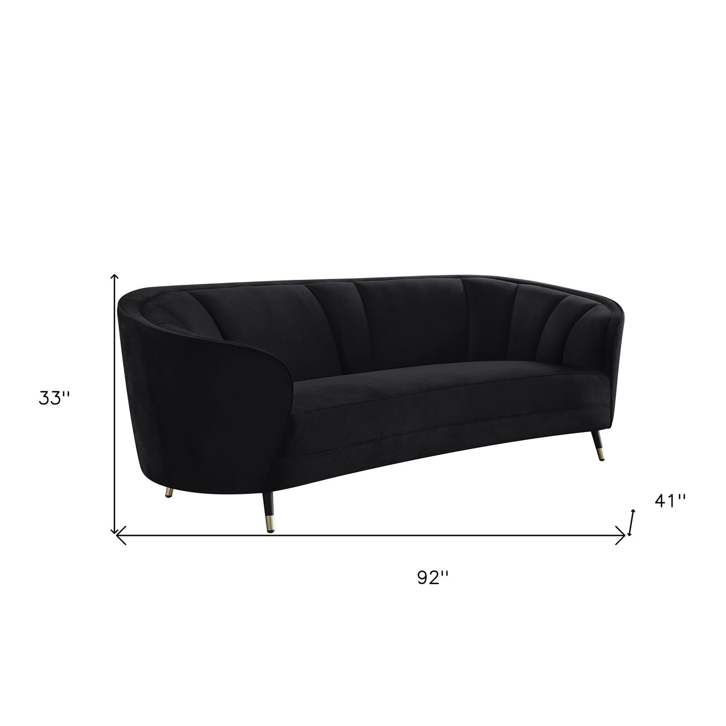 92" Black Velvet Sofa By Homeroots | Sofas | Modishstore - 7