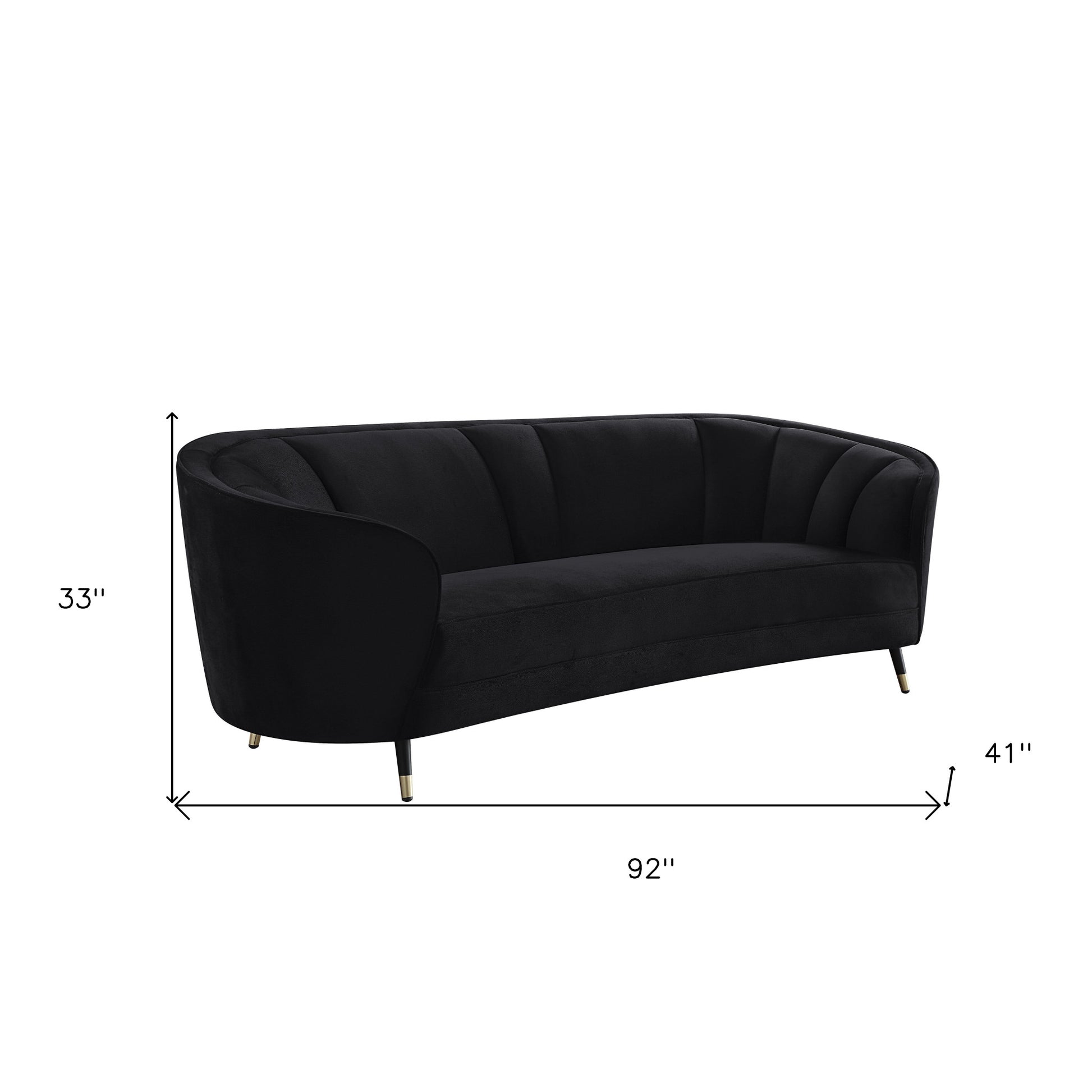 92" Black Velvet Sofa By Homeroots | Sofas | Modishstore - 7
