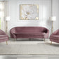 90" Pink Velvet And Gold Sofa By Homeroots