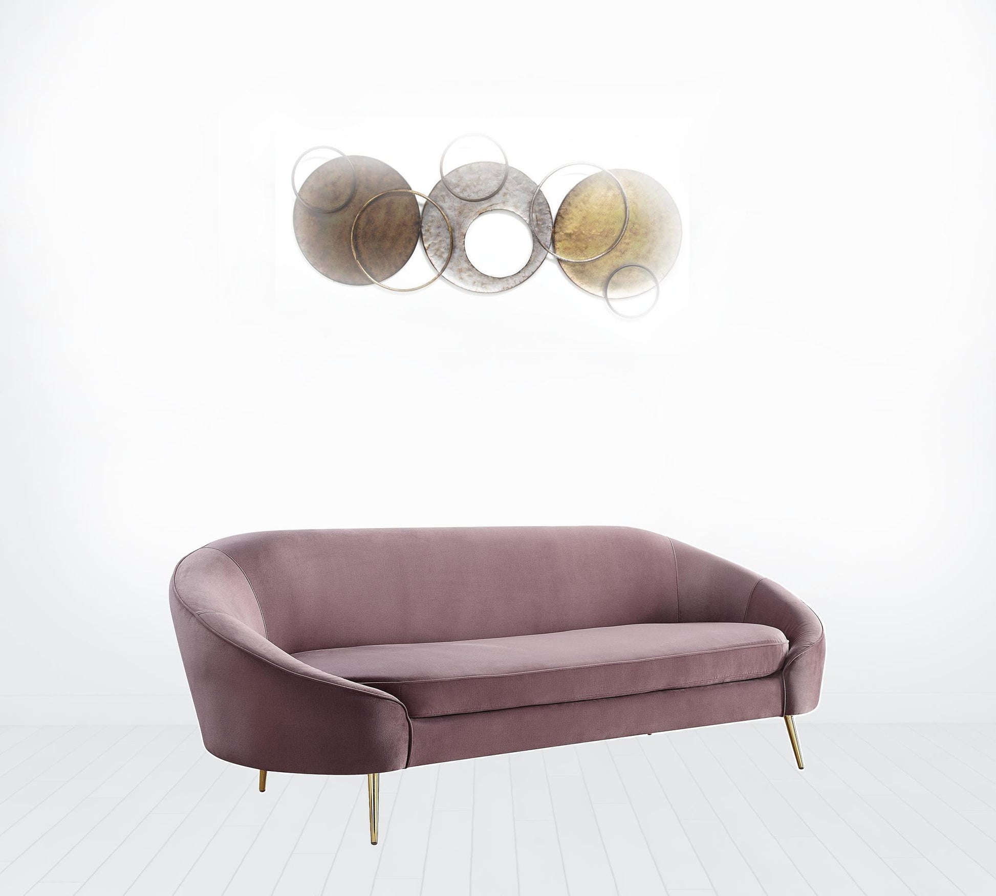 90" Pink Velvet And Gold Sofa By Homeroots | Sofas | Modishstore - 5