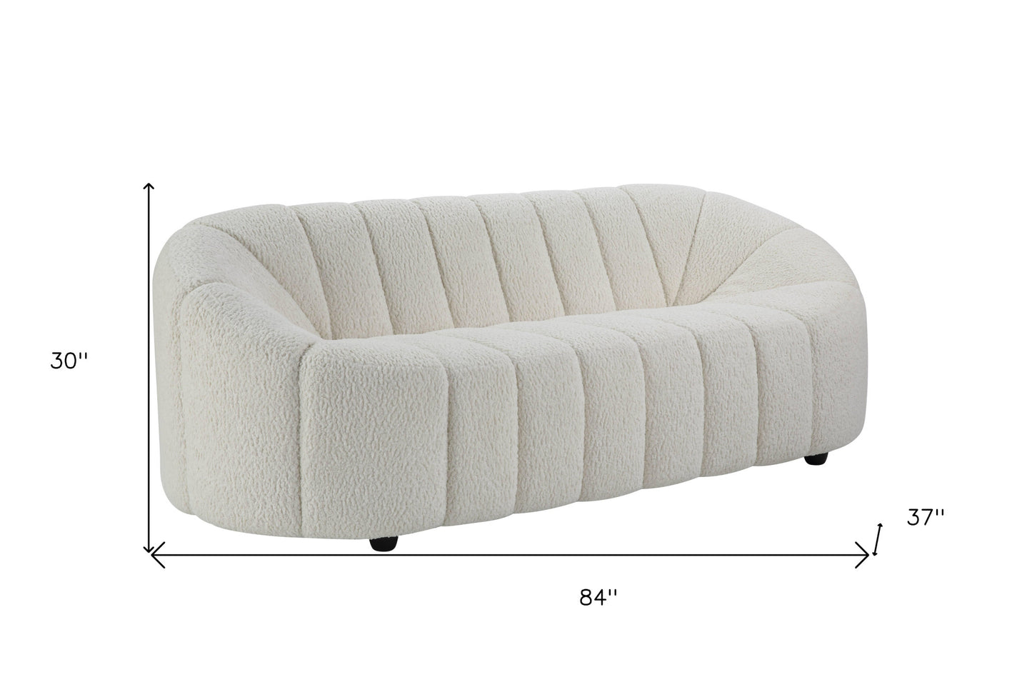 84" White Sherpa And Black Sofa By Homeroots