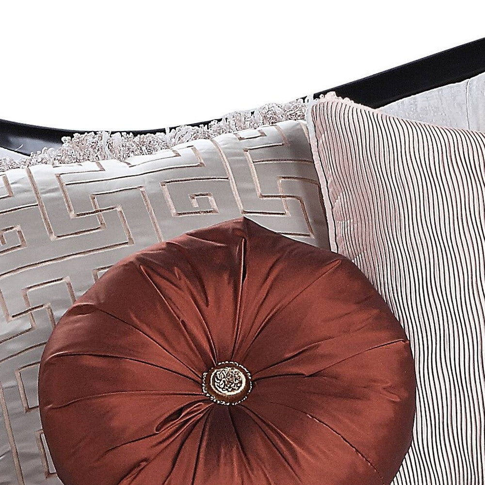 86" Beige And Black Sofa With Seven Toss Pillows By Homeroots | Sofas | Modishstore - 4