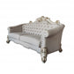 89" Ivory Velvet And Pearl Sofa With Six Toss Pillows By Homeroots