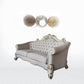 89" Ivory Velvet And Pearl Sofa With Six Toss Pillows By Homeroots
