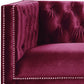 89" Burgundy Velvet And Black Sofa With Two Toss Pillows By Homeroots | Sofas | Modishstore - 4
