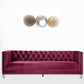 89" Burgundy Velvet And Black Sofa With Two Toss Pillows By Homeroots | Sofas | Modishstore - 3